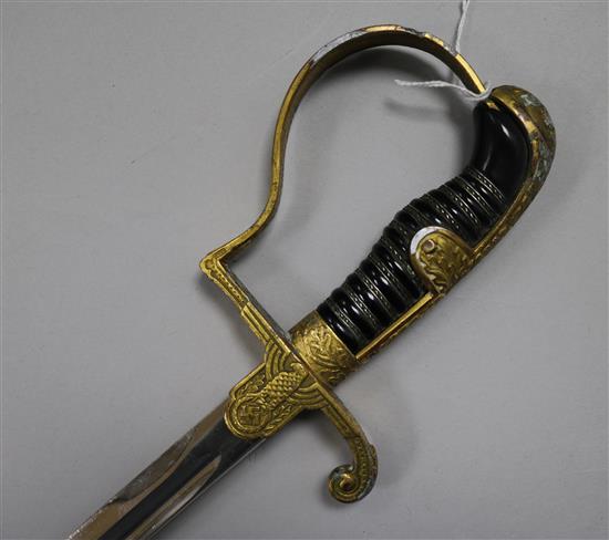 A German WWII Officers sword, no scabbard